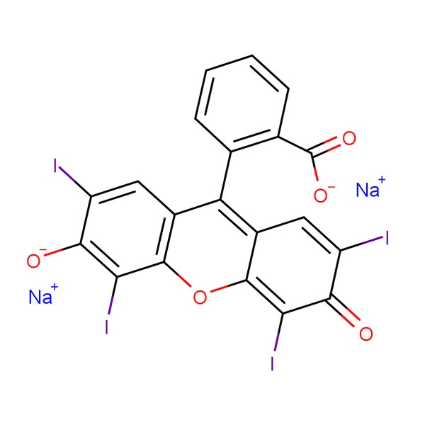 1 tona 568-63-8 natrijeva sol eritrozina B, biološka boja C20H6I4Na2O5